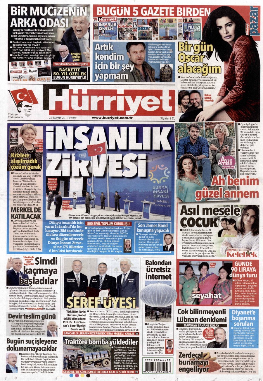 22 Mayıs 2016 gazete manşetleri - 539