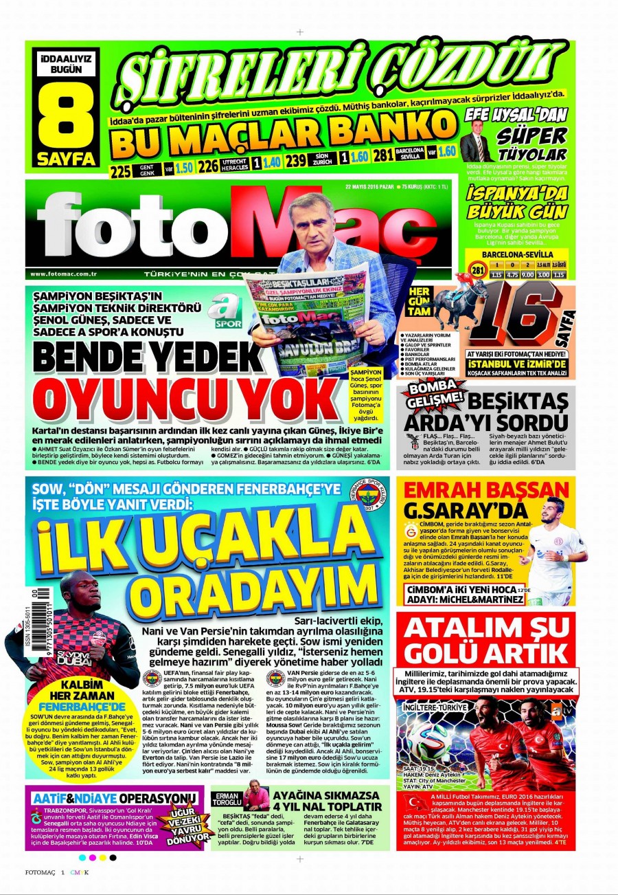 22 Mayıs 2016 gazete manşetleri - 843