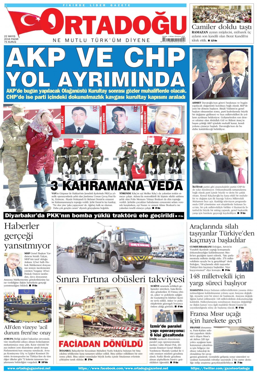 22 Mayıs 2016 gazete manşetleri - 942