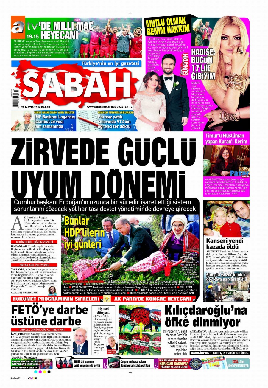 22 Mayıs 2016 gazete manşetleri - 733