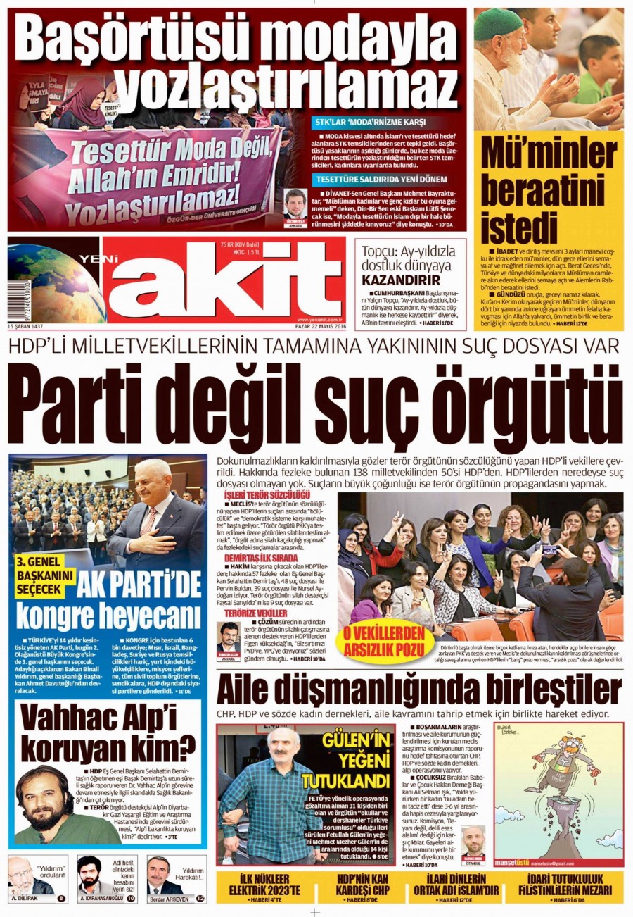 22 Mayıs 2016 gazete manşetleri - 502