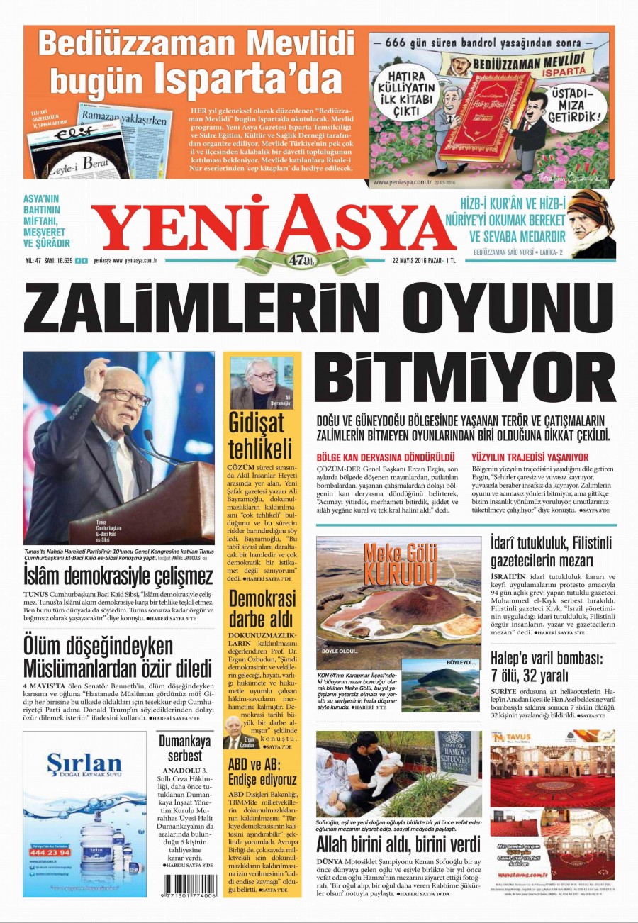 22 Mayıs 2016 gazete manşetleri - 684
