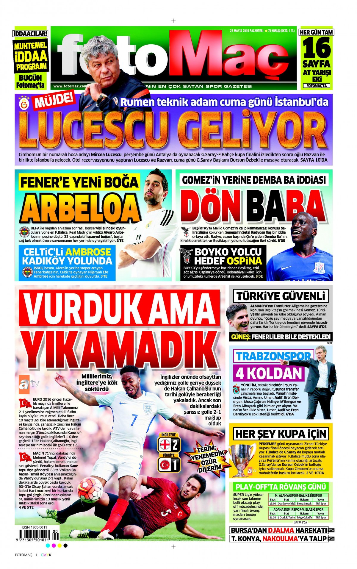 23 Mayıs 2016 gazete manşetleri - 579