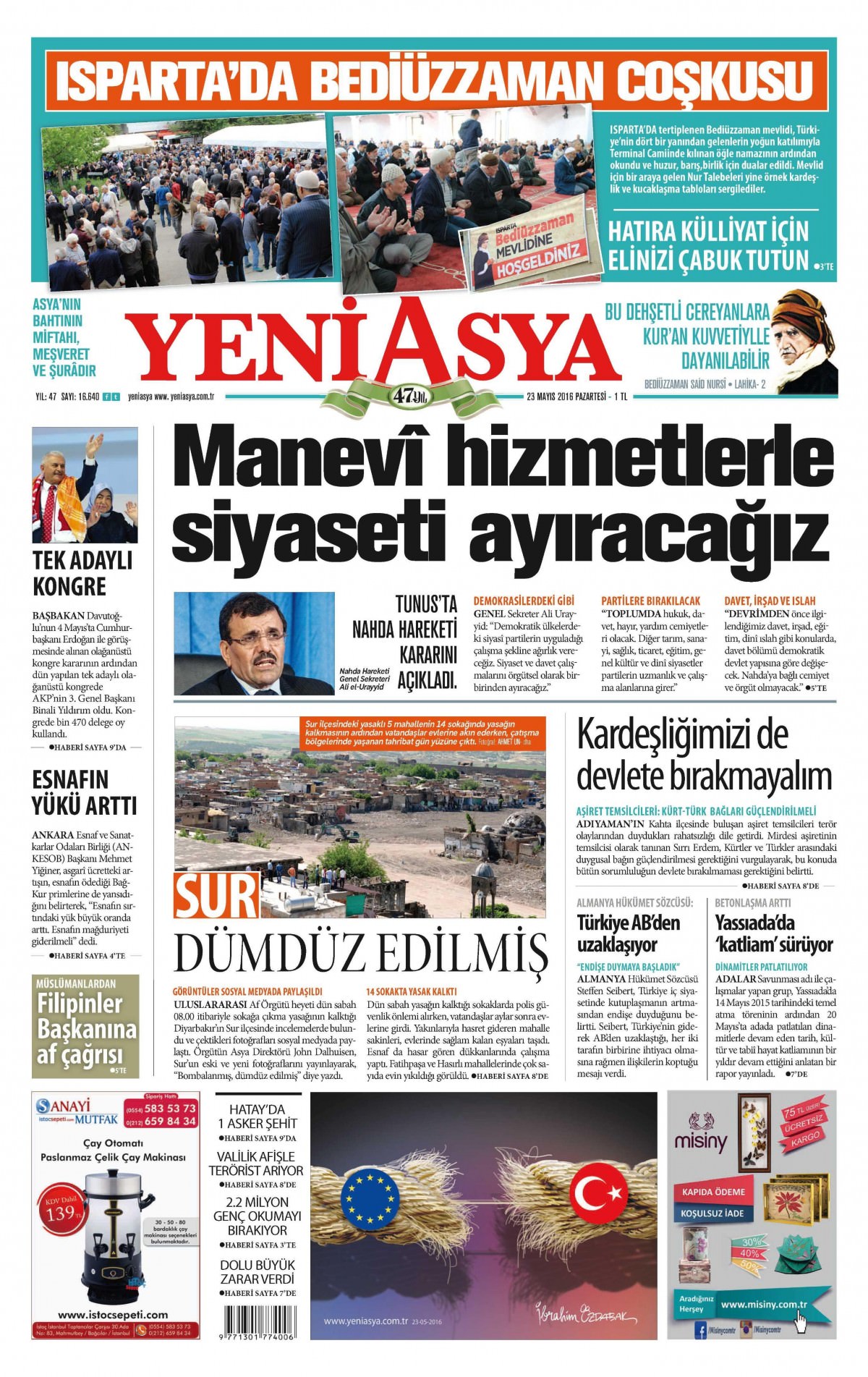 23 Mayıs 2016 gazete manşetleri - 720