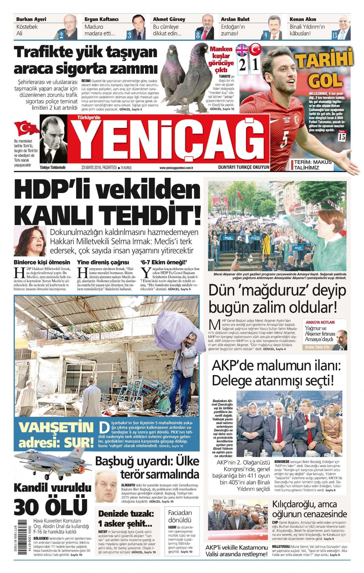 23 Mayıs 2016 gazete manşetleri - 581