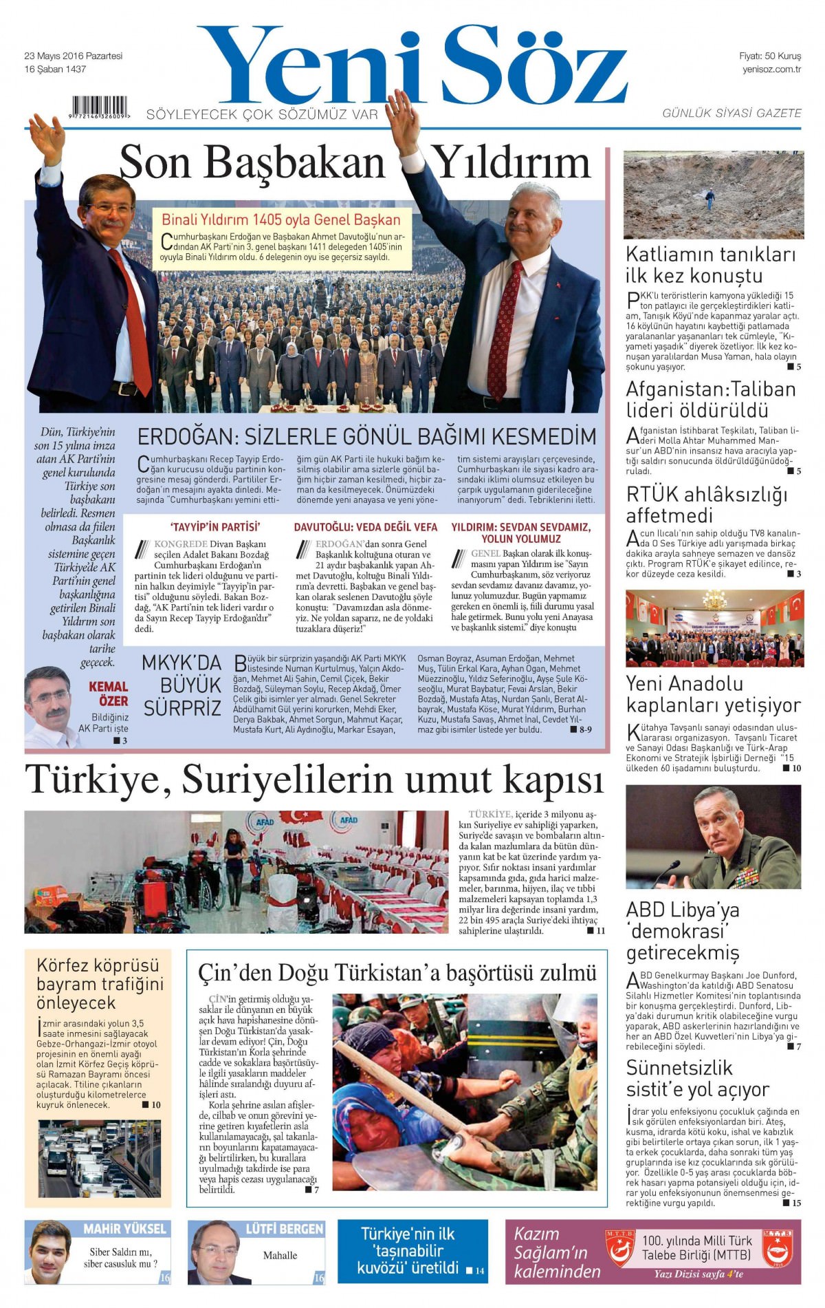 23 Mayıs 2016 gazete manşetleri - 845