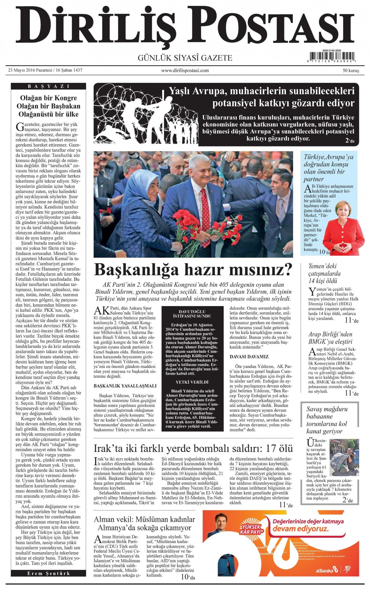 23 Mayıs 2016 gazete manşetleri - 933