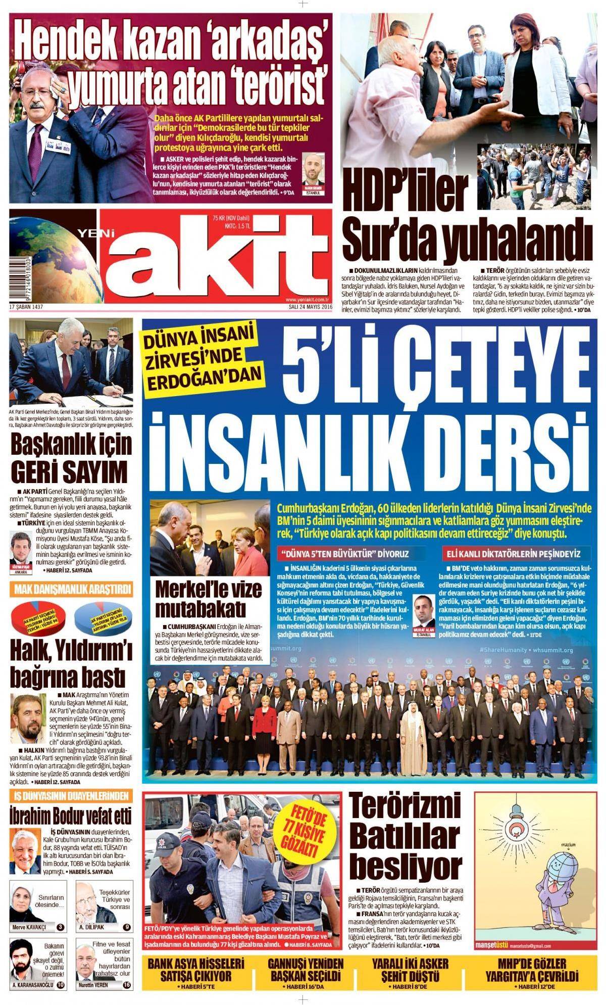 24 Mayıs 2016 gazete manşetleri - 676