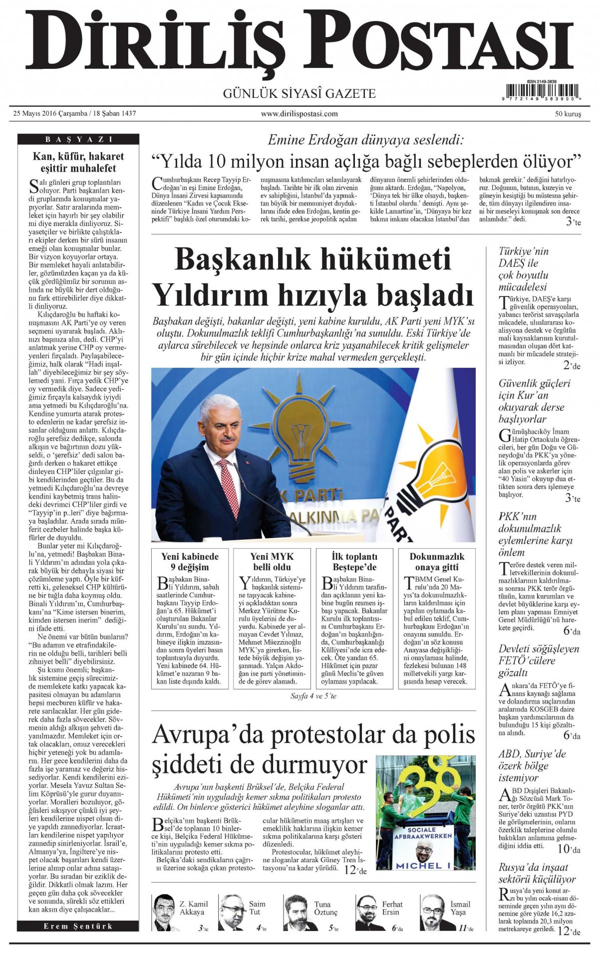 25 Mayıs 2016 gazete manşetleri - 574