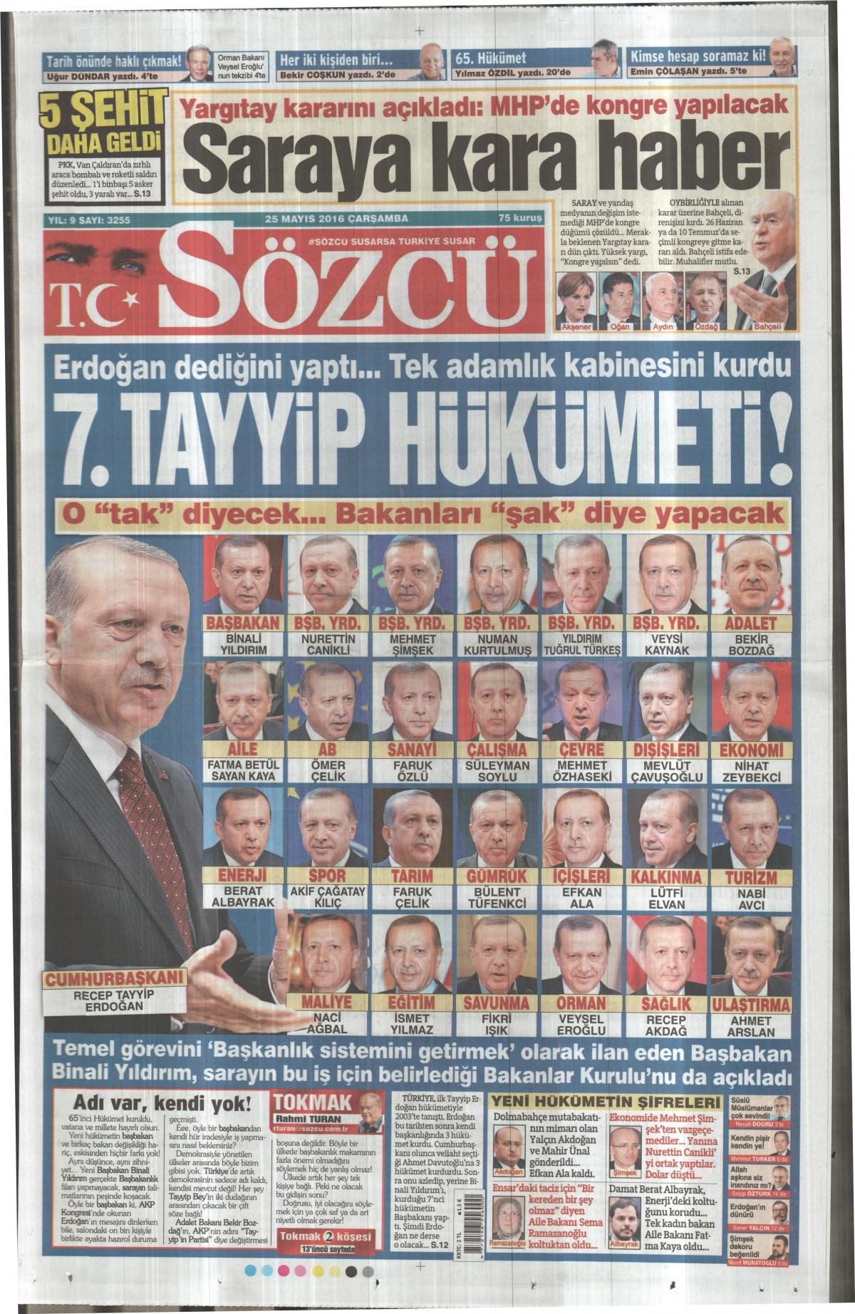 25 Mayıs 2016 gazete manşetleri - 784