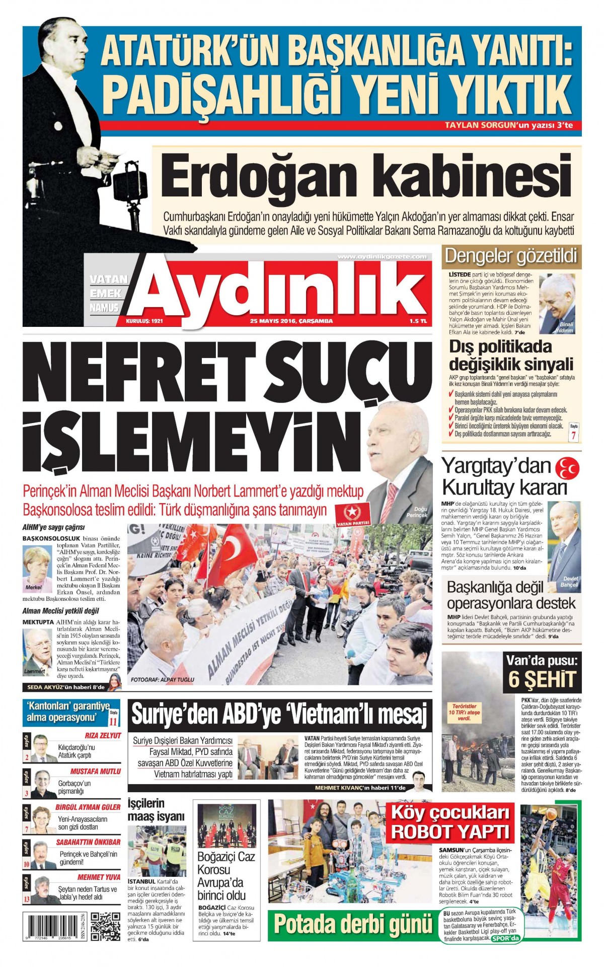 25 Mayıs 2016 gazete manşetleri - 573