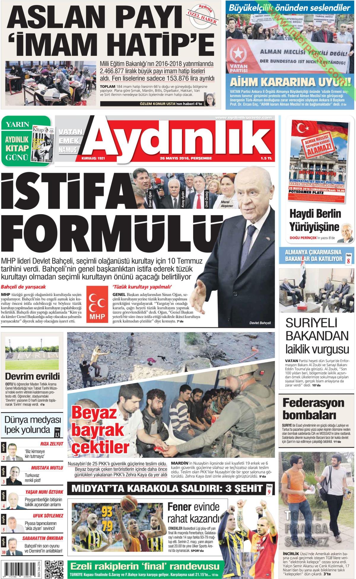 26 Mayıs 2016 gazete manşetleri - 2