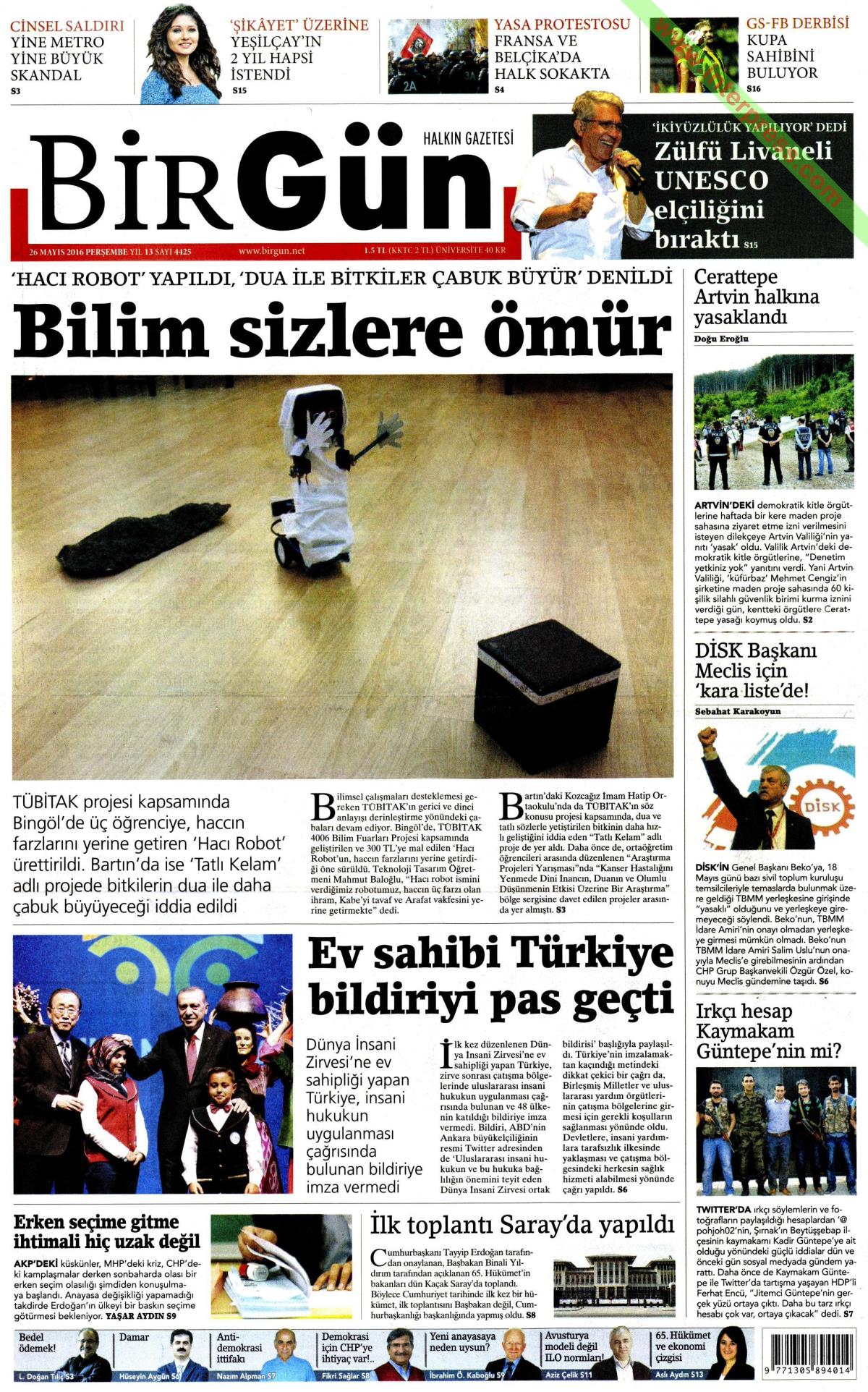 26 Mayıs 2016 gazete manşetleri - 23