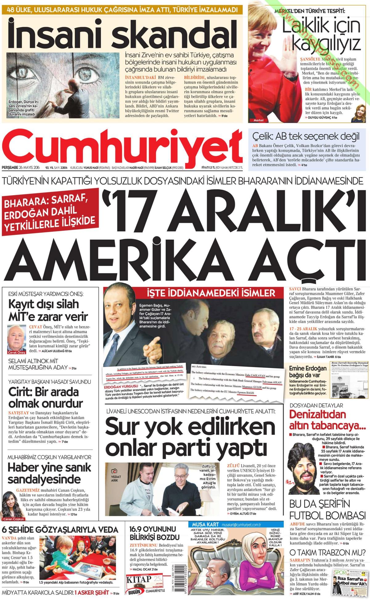 26 Mayıs 2016 gazete manşetleri - 21