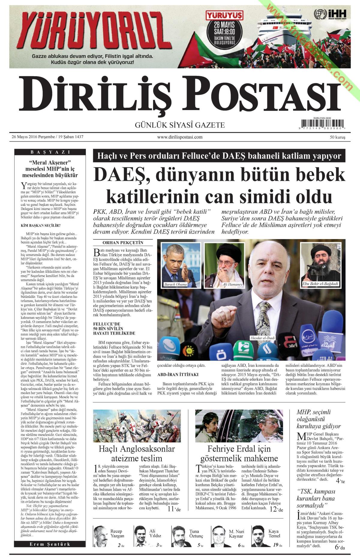 26 Mayıs 2016 gazete manşetleri - 22