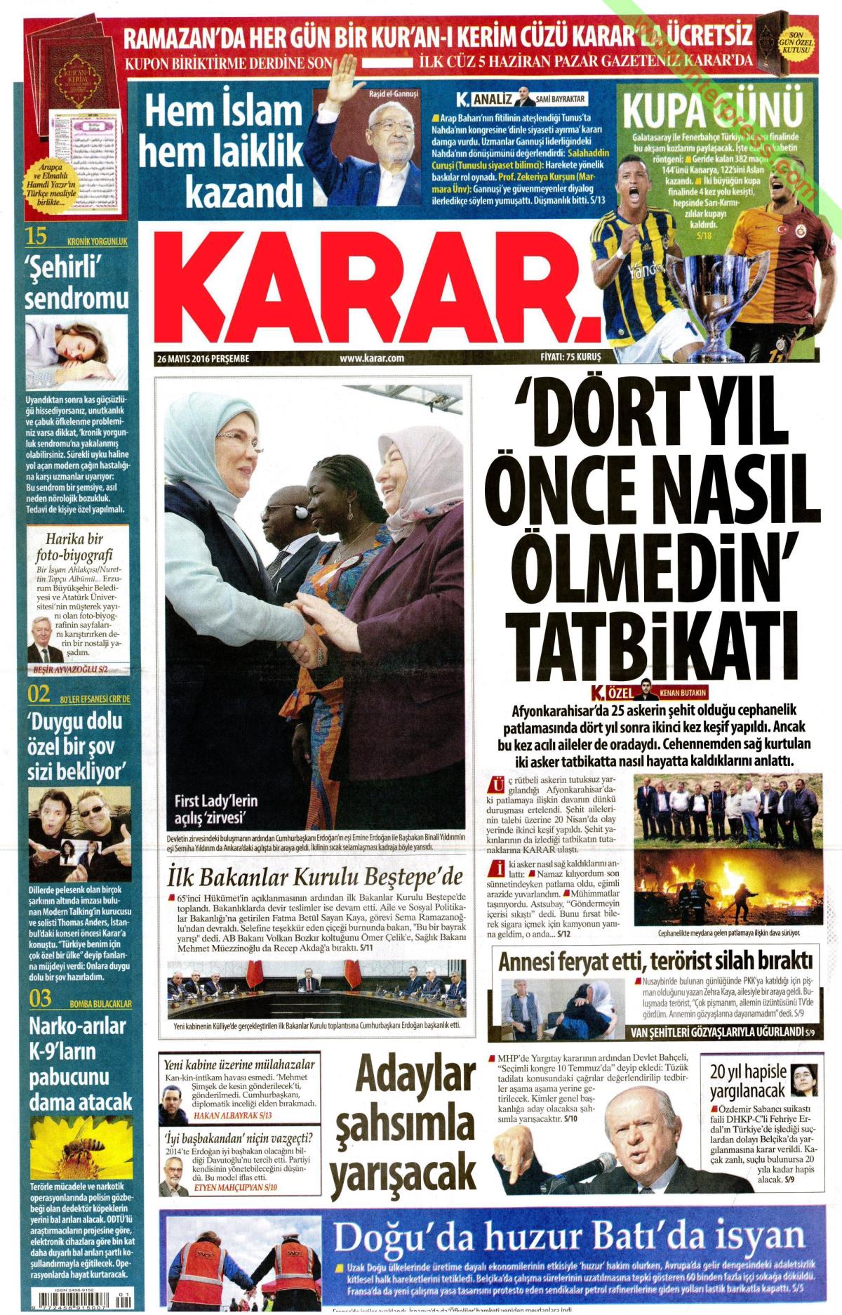 26 Mayıs 2016 gazete manşetleri - 25