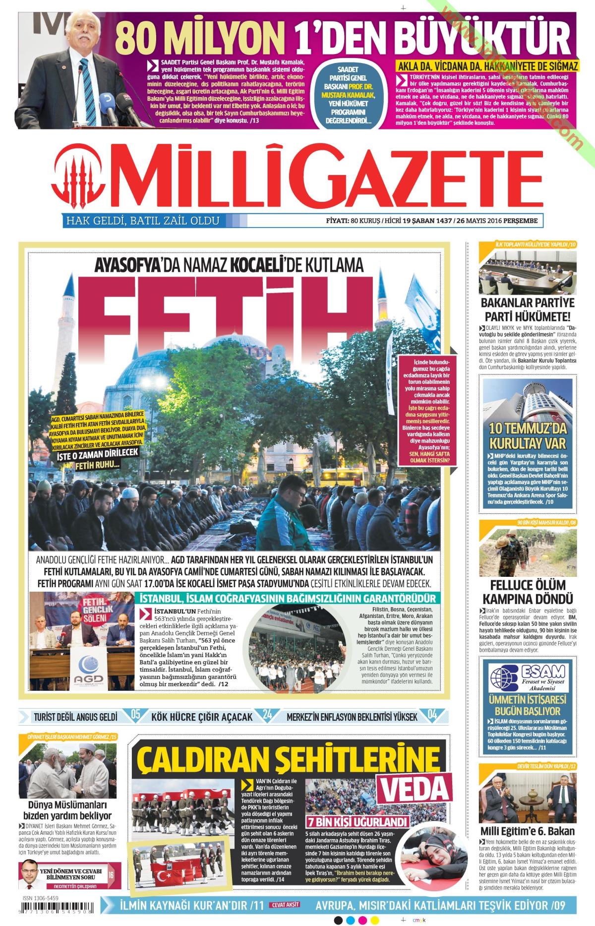 26 Mayıs 2016 gazete manşetleri - 1