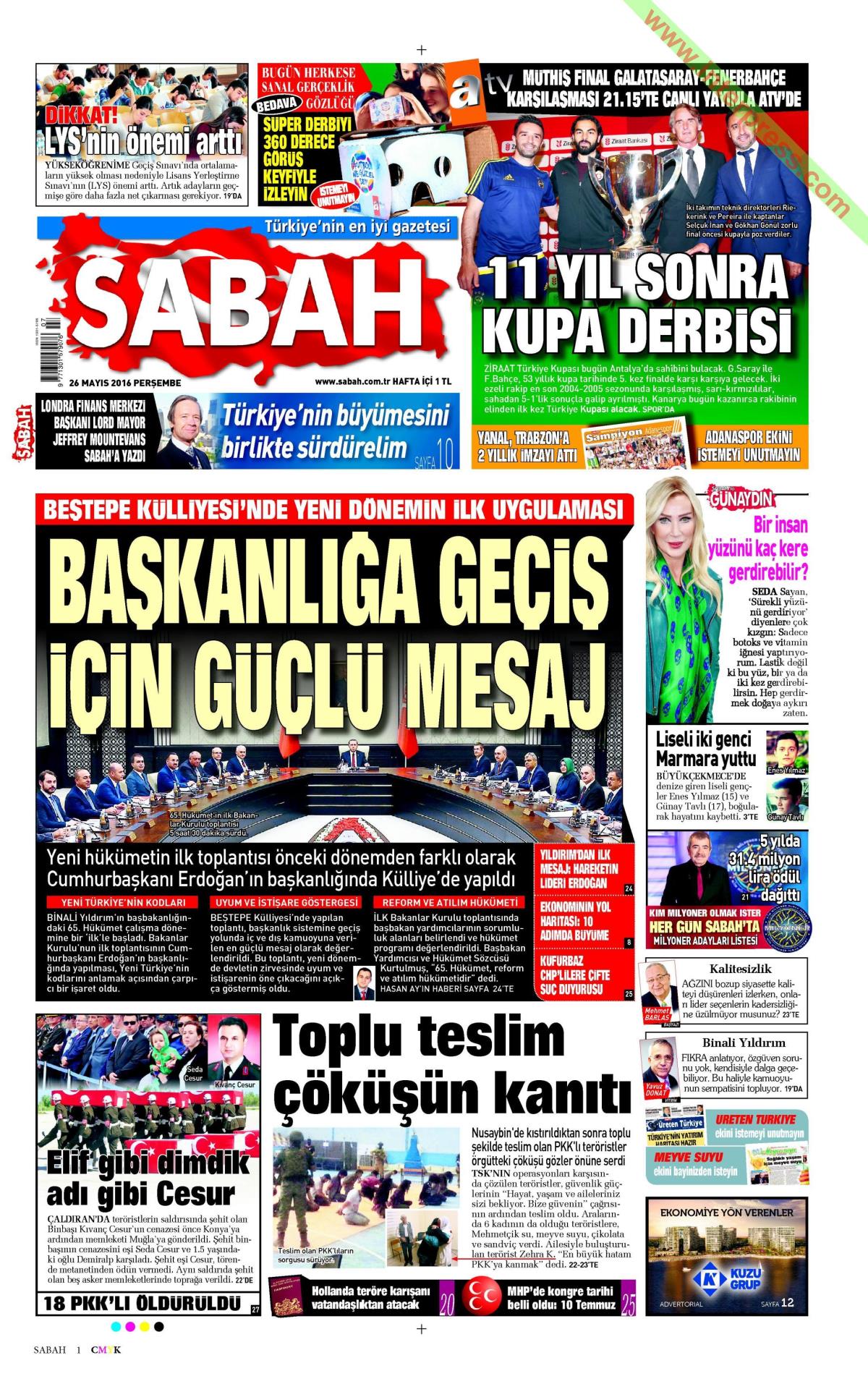 26 Mayıs 2016 gazete manşetleri - 24
