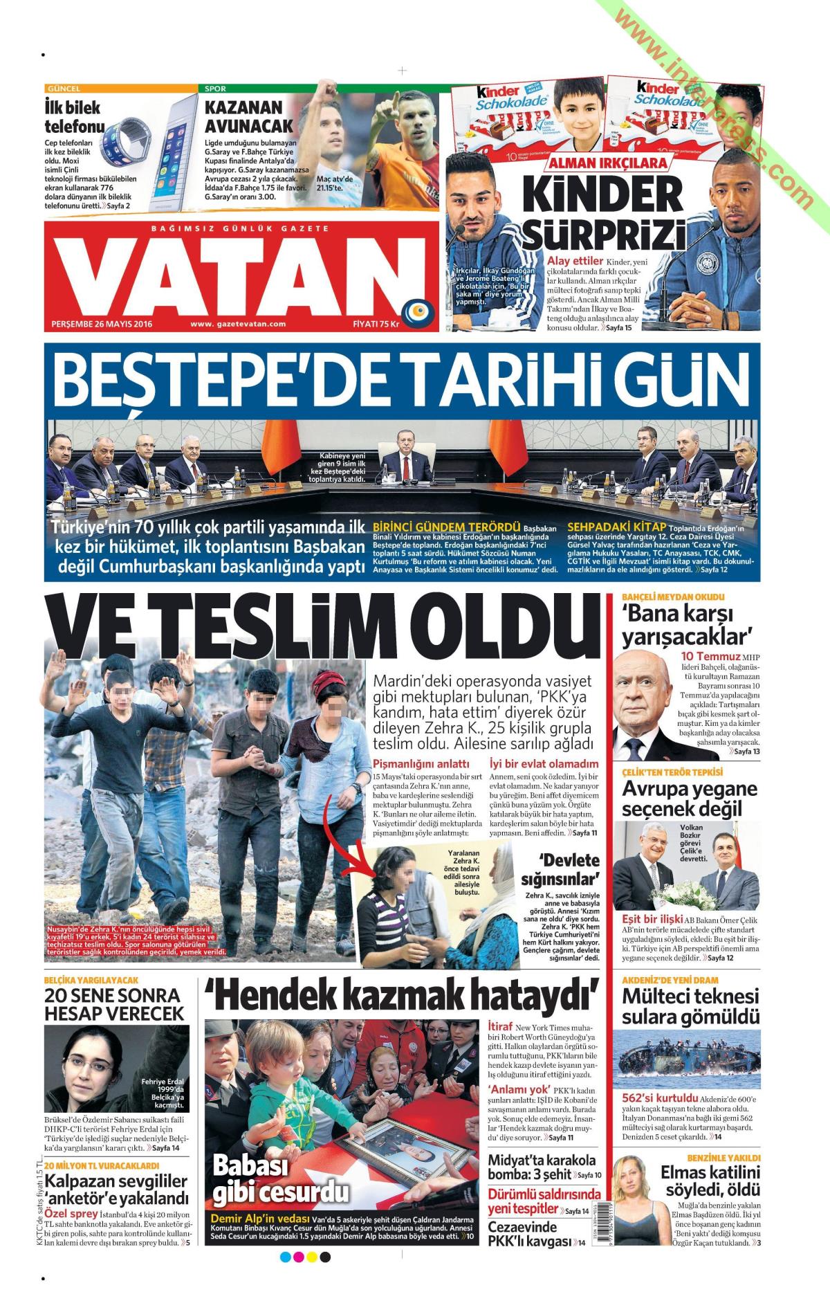 26 Mayıs 2016 gazete manşetleri - 19