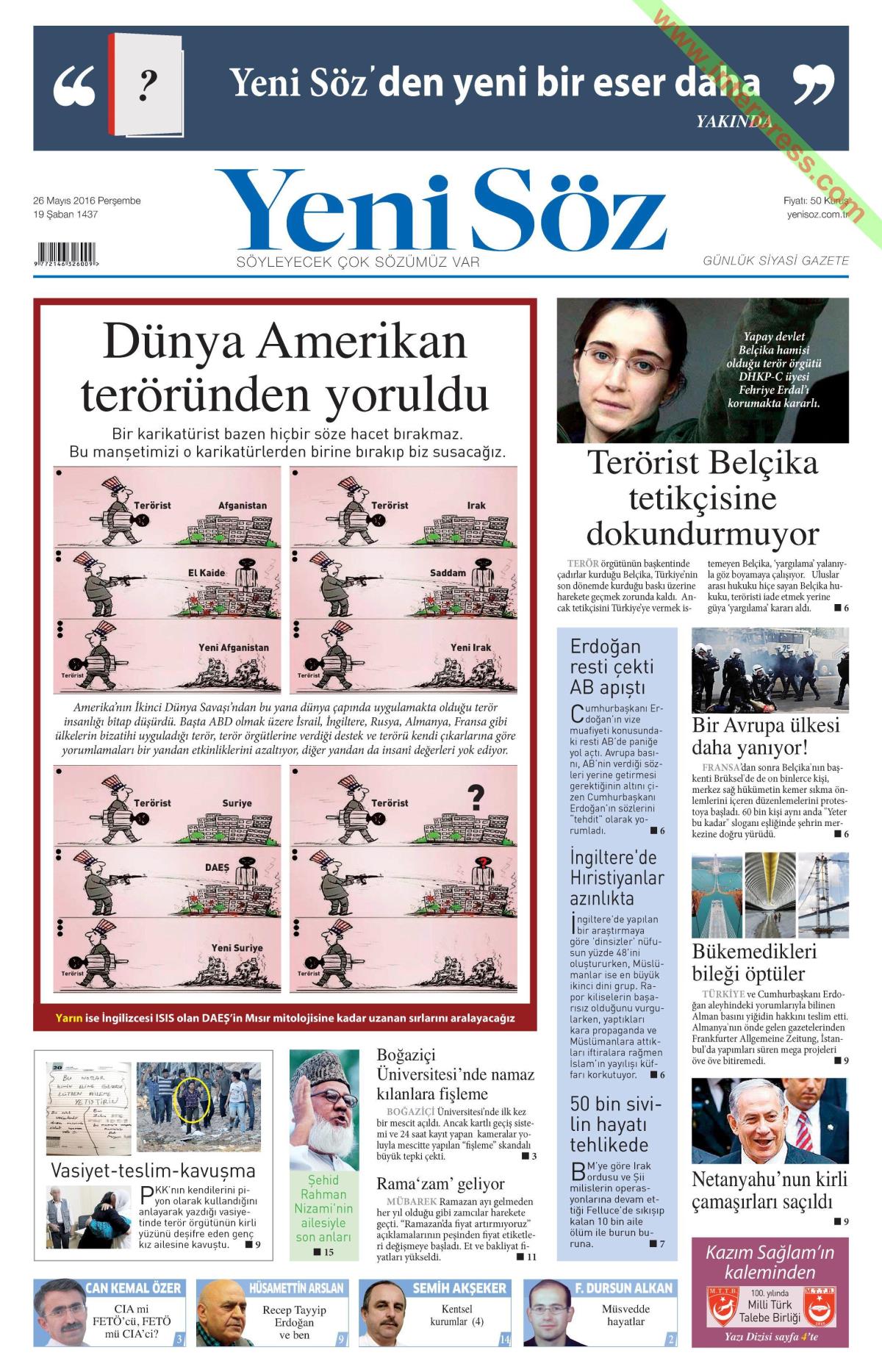 26 Mayıs 2016 gazete manşetleri - 10