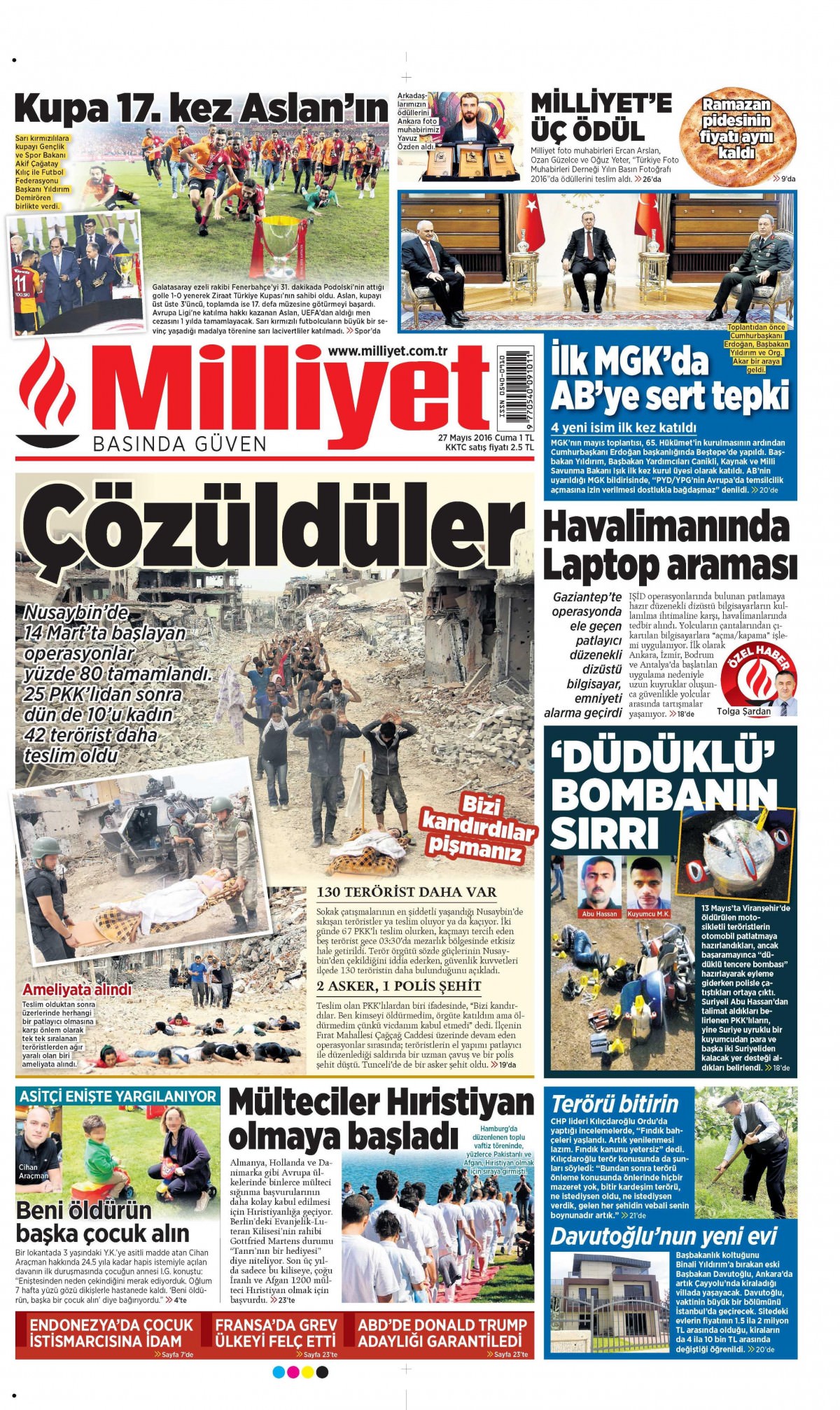 27 Mayıs 2016 gazete manşetleri - 27