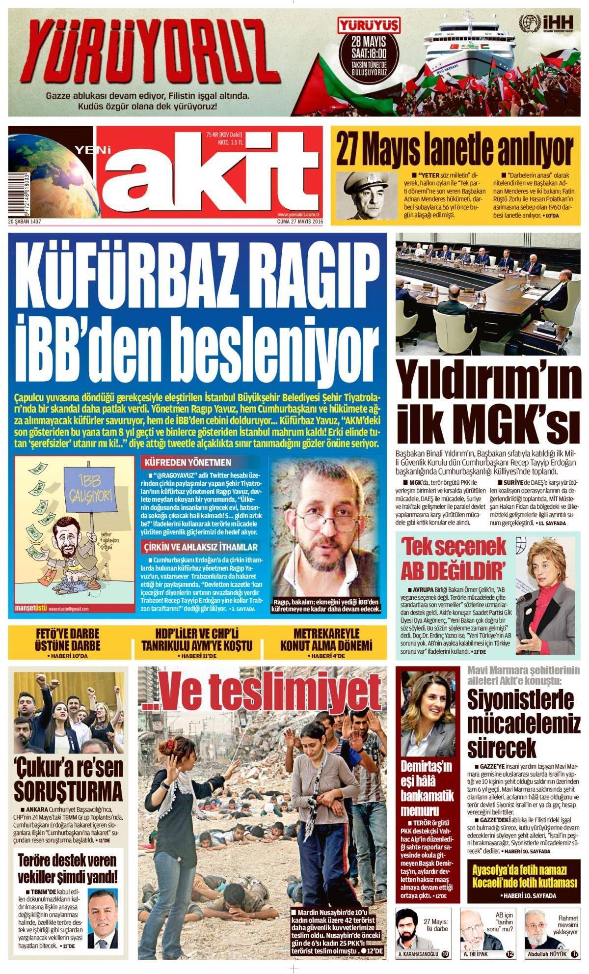 27 Mayıs 2016 gazete manşetleri - 25