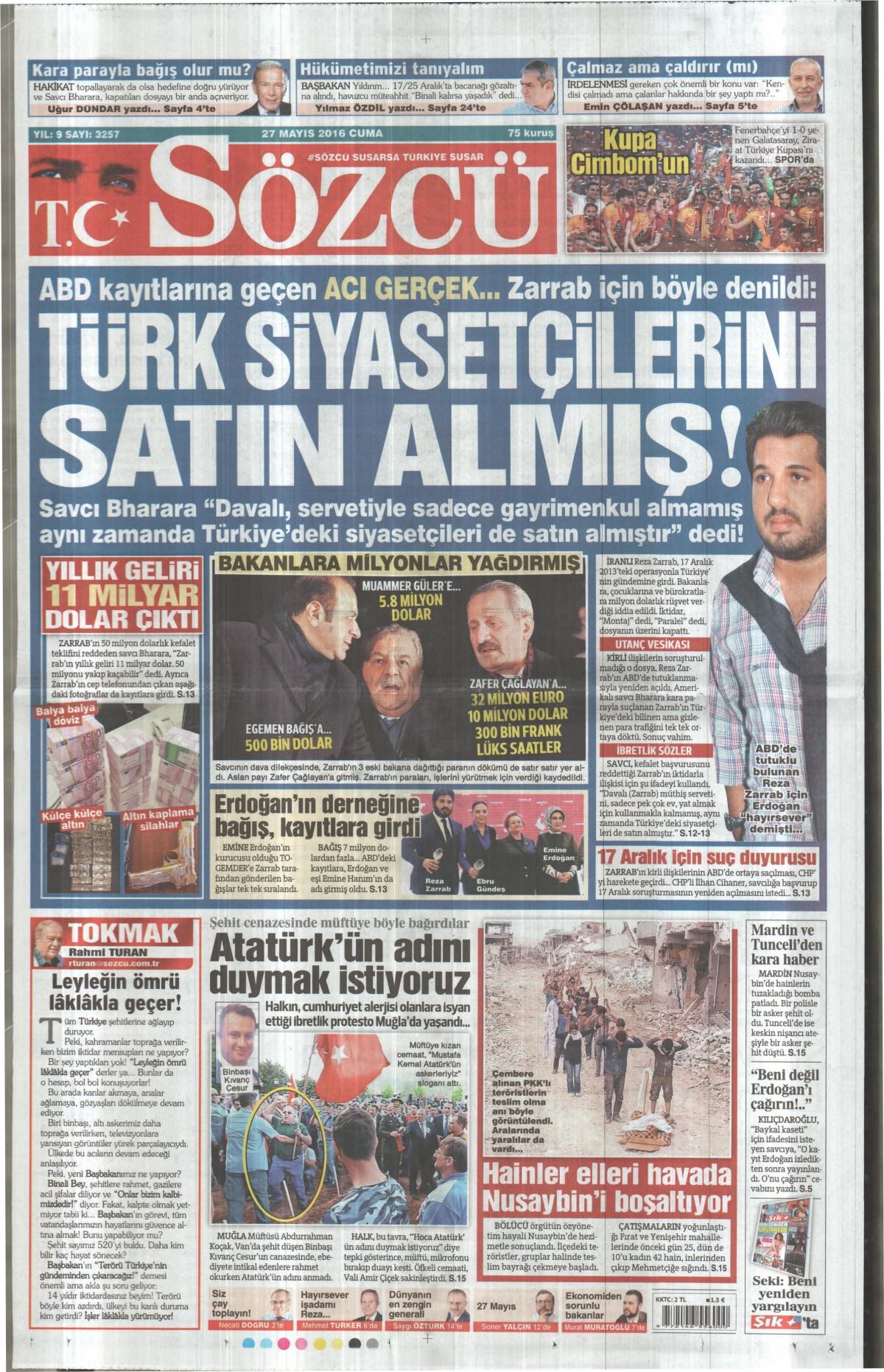 27 Mayıs 2016 gazete manşetleri - 26