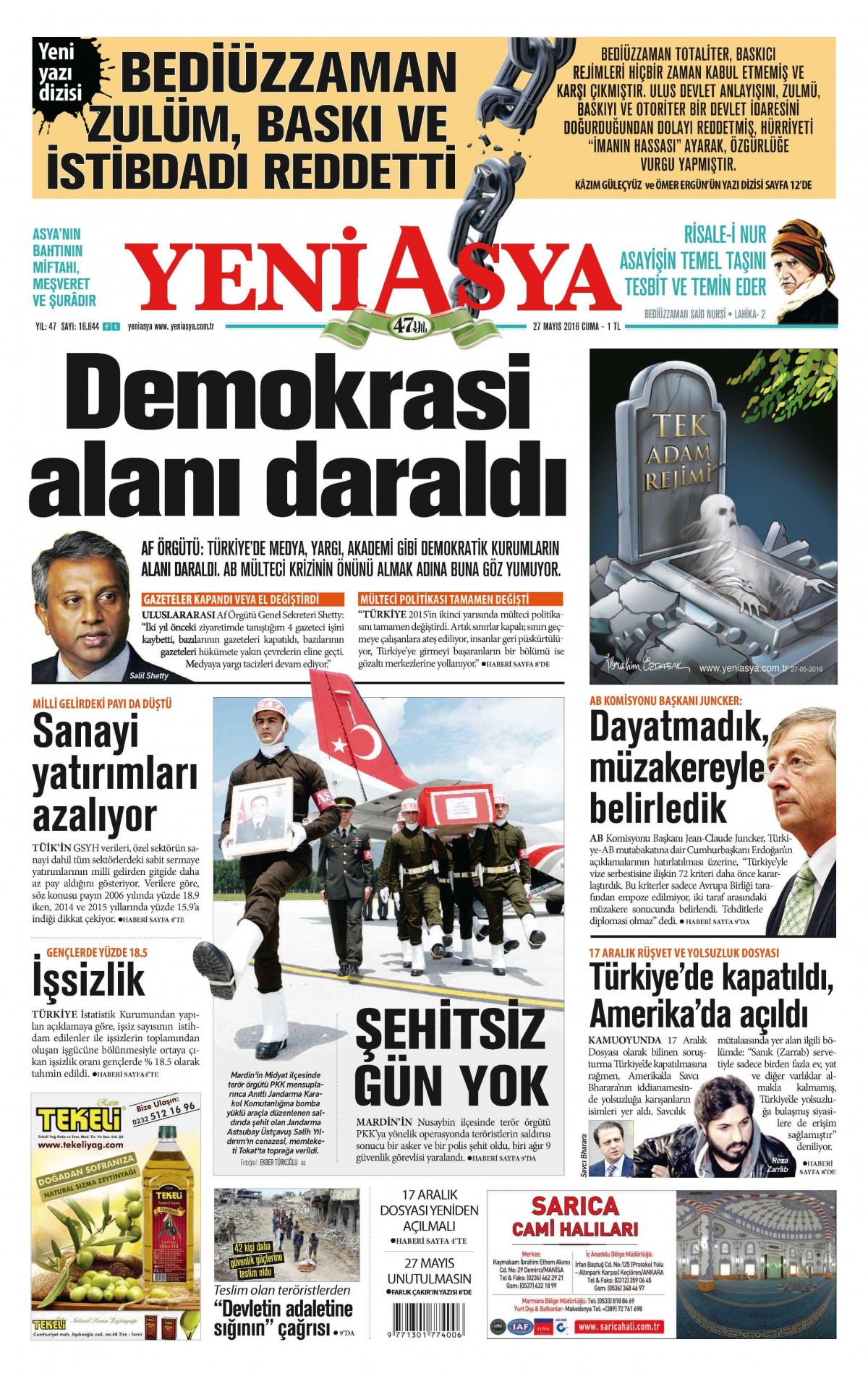 27 Mayıs 2016 gazete manşetleri - 18