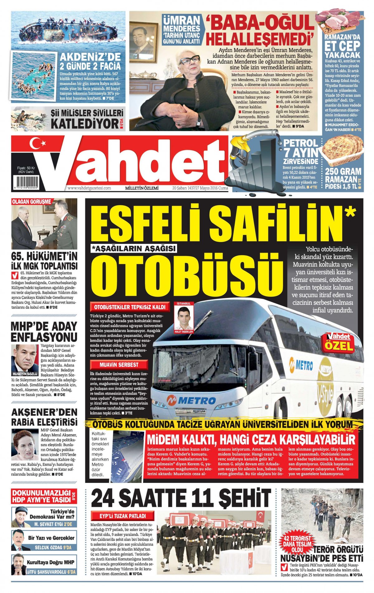 27 Mayıs 2016 gazete manşetleri - 1