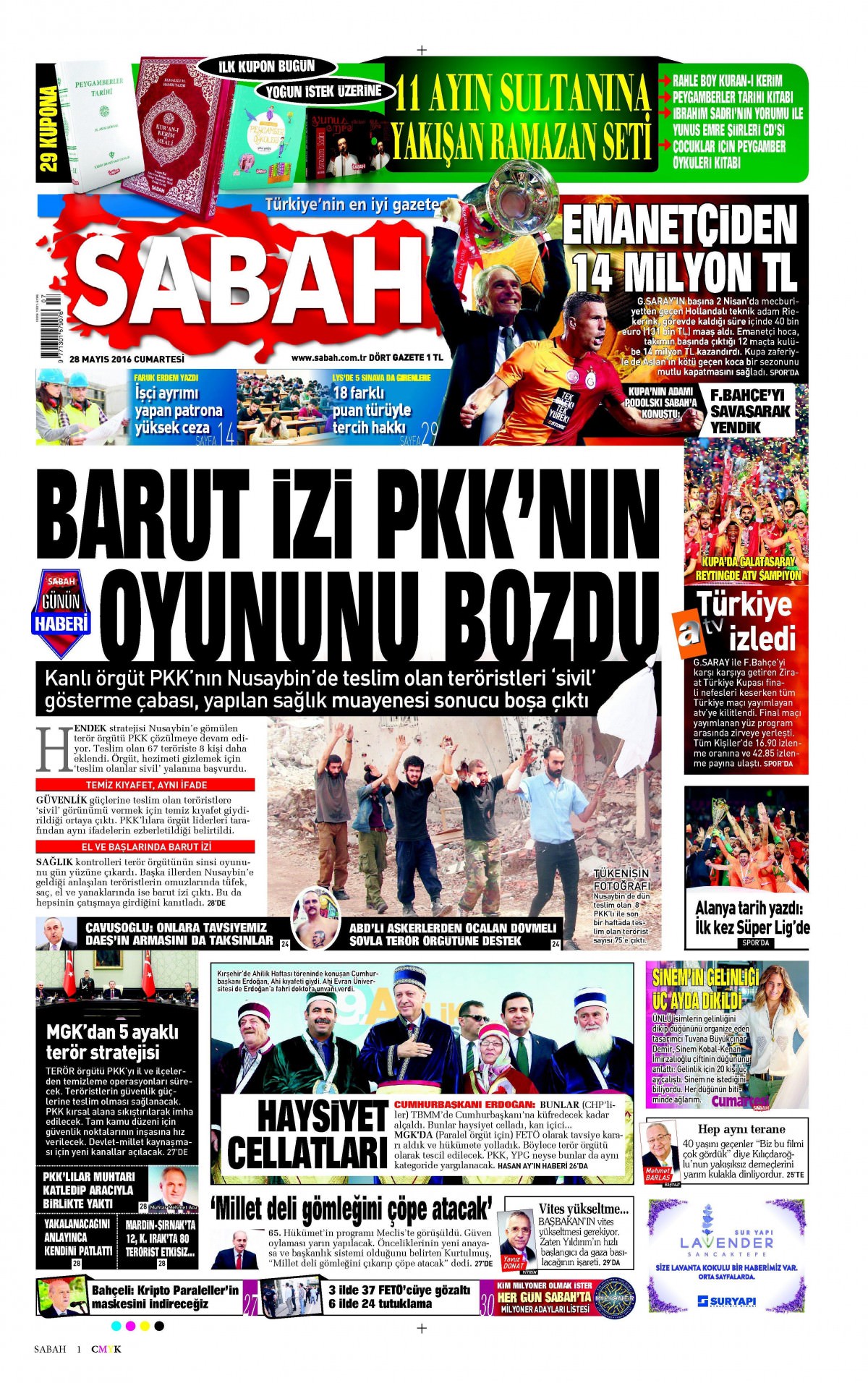 28 Mayıs 2016 gazete manşetleri - 845