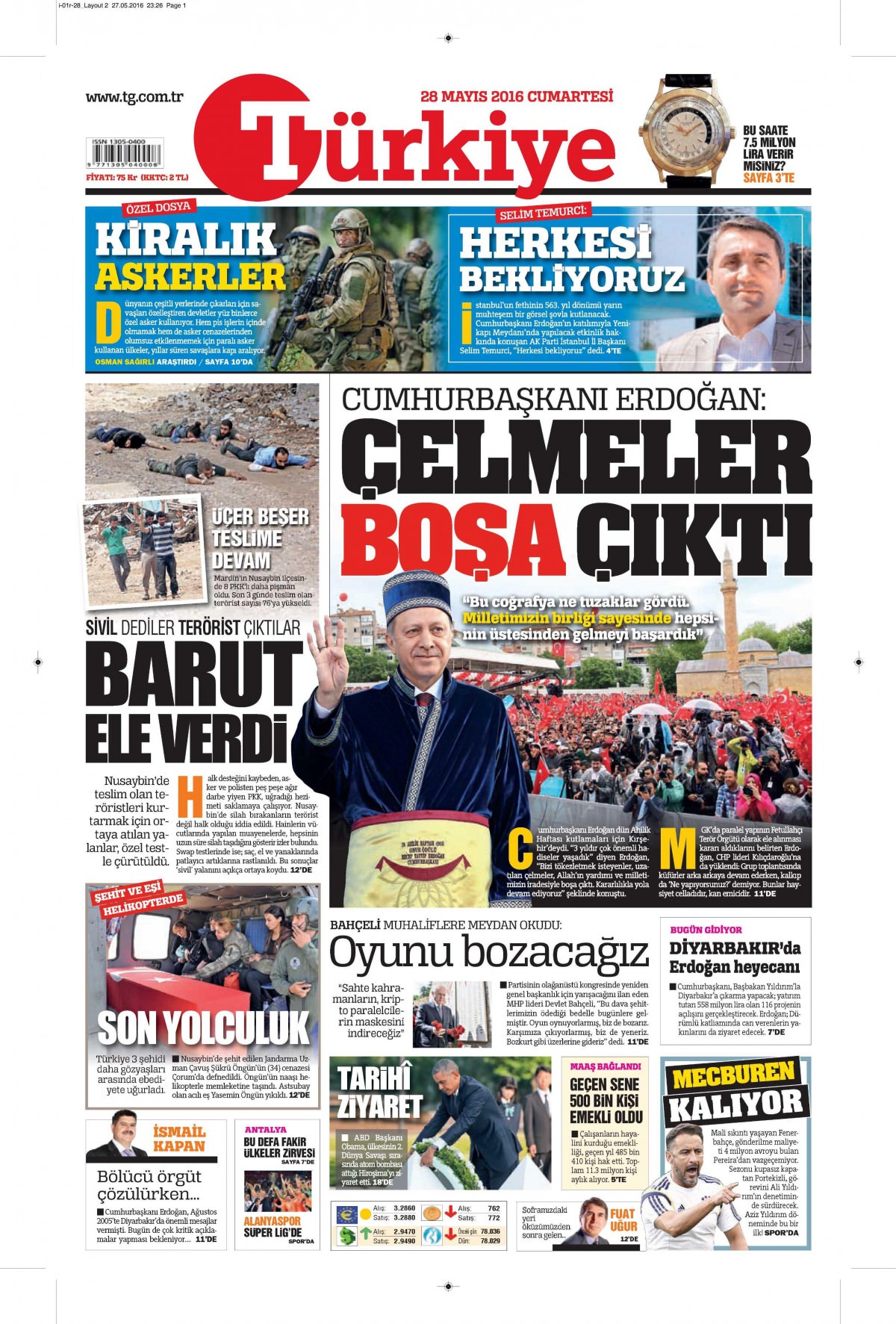 28 Mayıs 2016 gazete manşetleri - 548