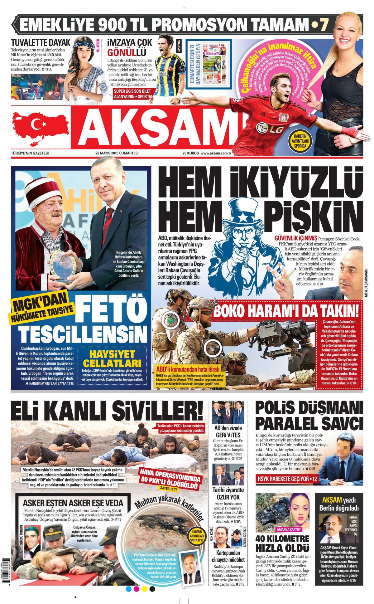 28 Mayıs 2016 gazete manşetleri - 851