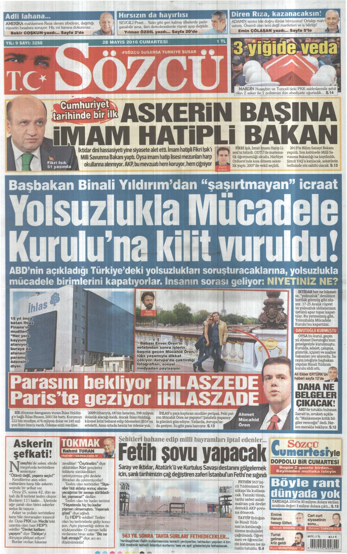 28 Mayıs 2016 gazete manşetleri - 613