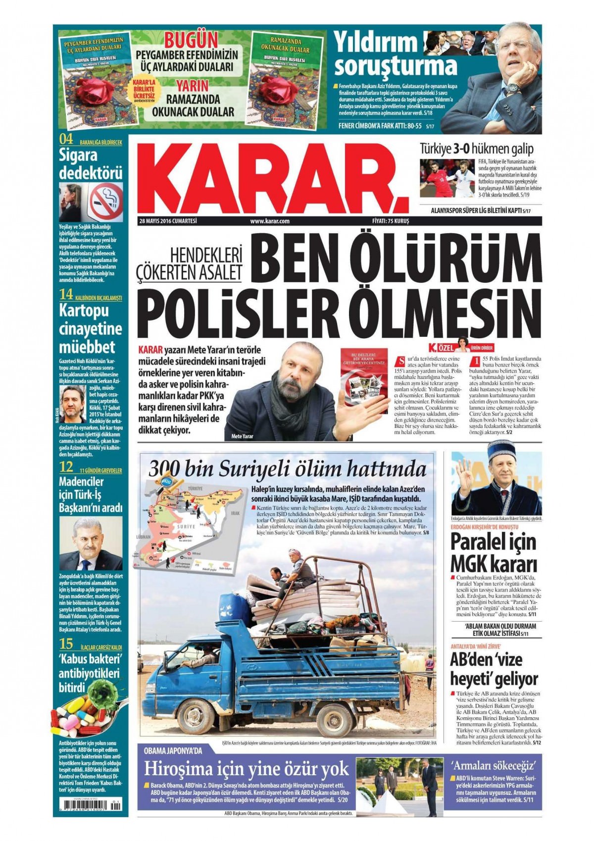 28 Mayıs 2016 gazete manşetleri - 837