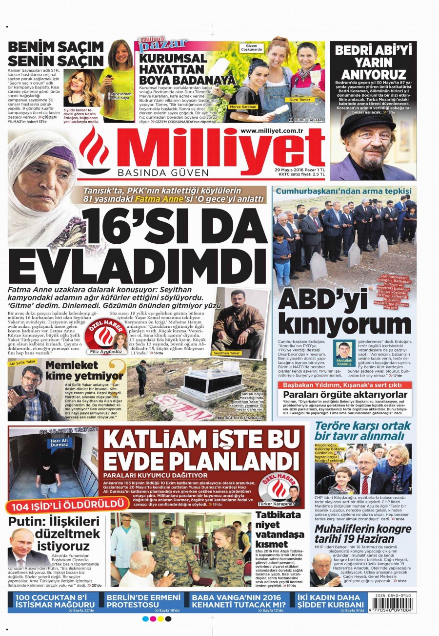 29 Mayıs 2016 gazete manşetleri - 554