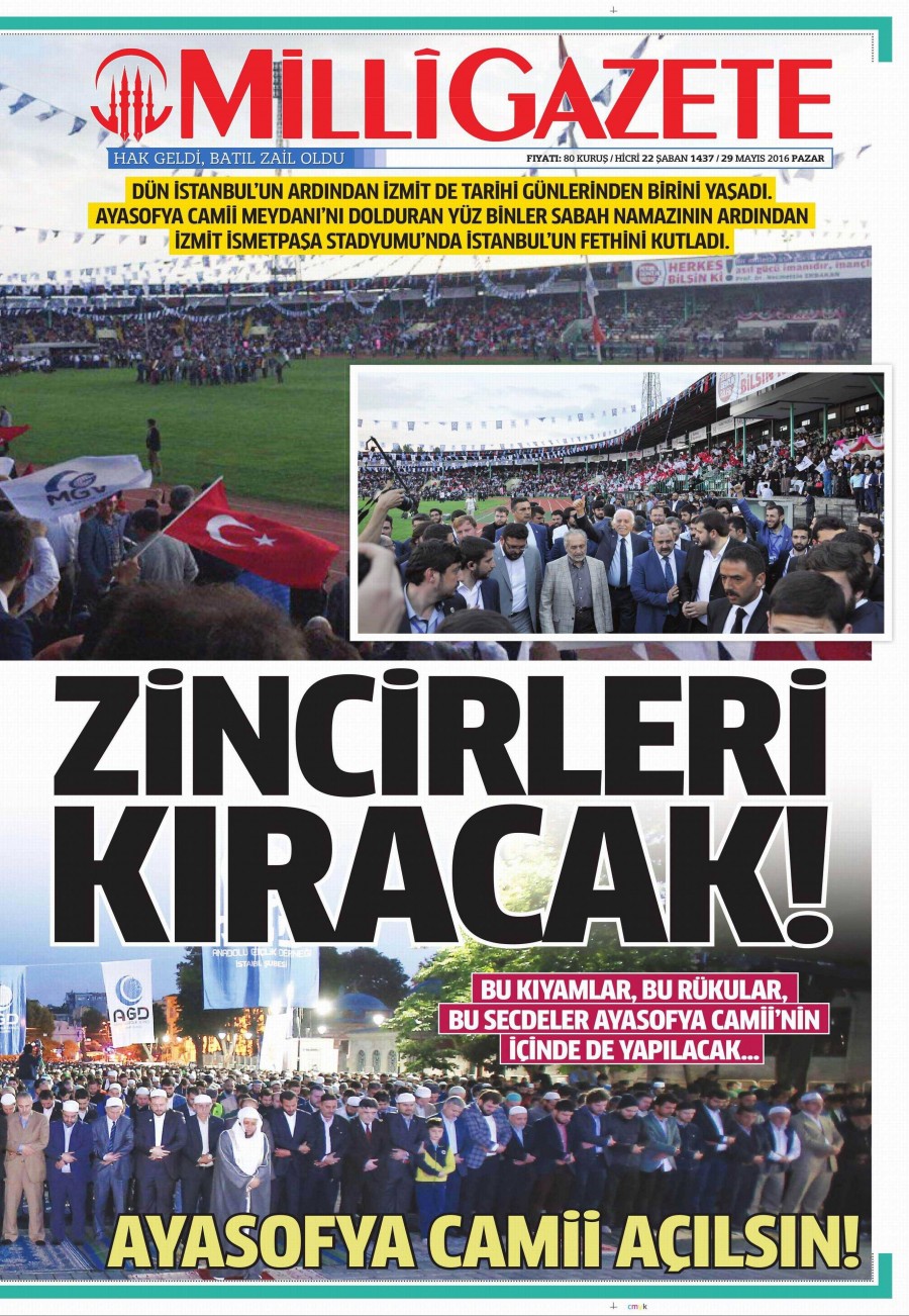 29 Mayıs 2016 gazete manşetleri - 597
