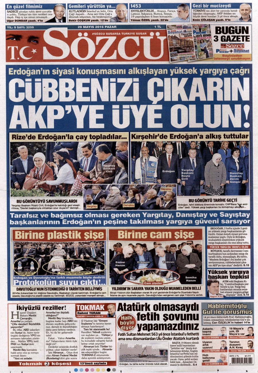 29 Mayıs 2016 gazete manşetleri - 700