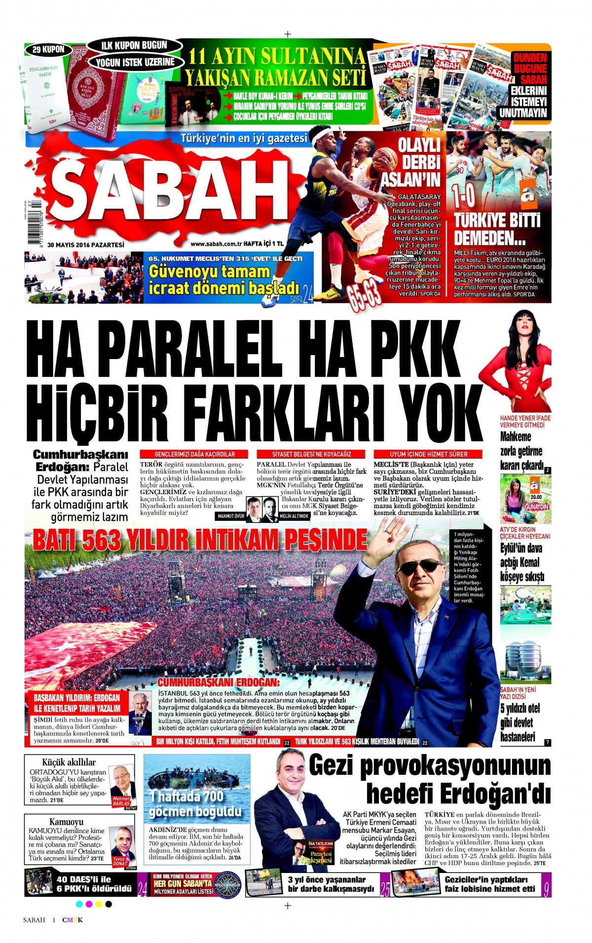30 Mayıs 2016 gazete manşetleri - 873