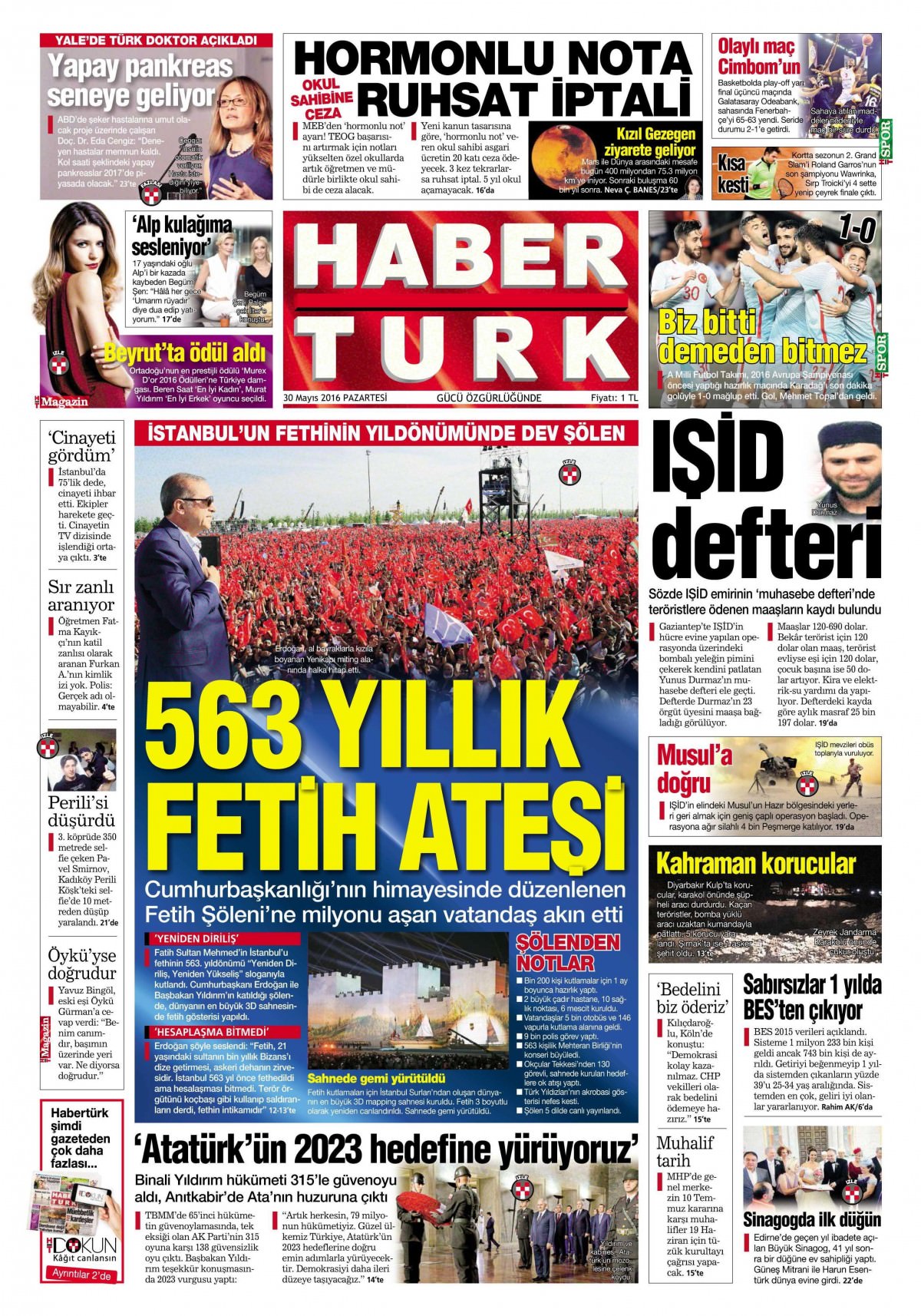 30 Mayıs 2016 gazete manşetleri - 929