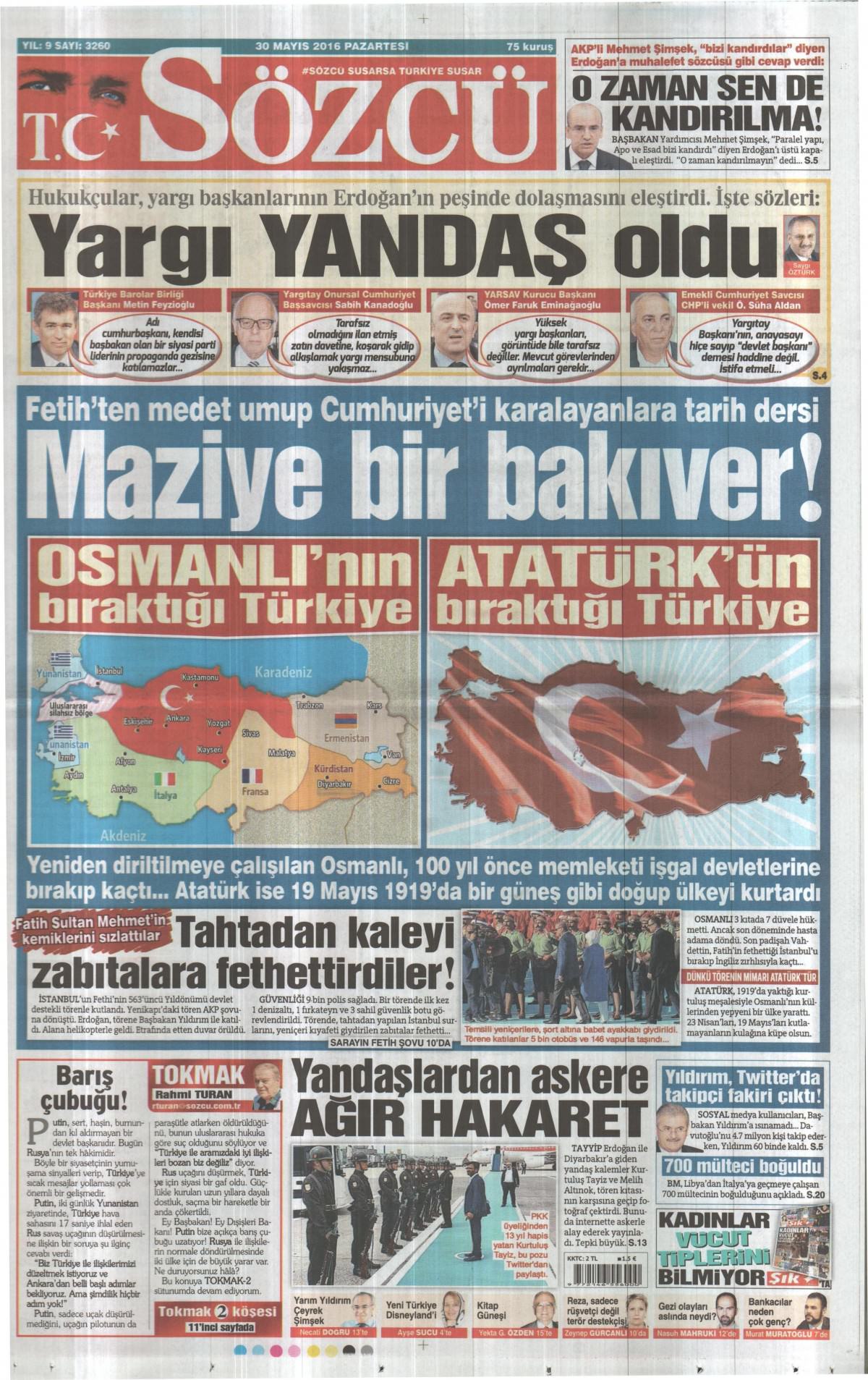 30 Mayıs 2016 gazete manşetleri - 562