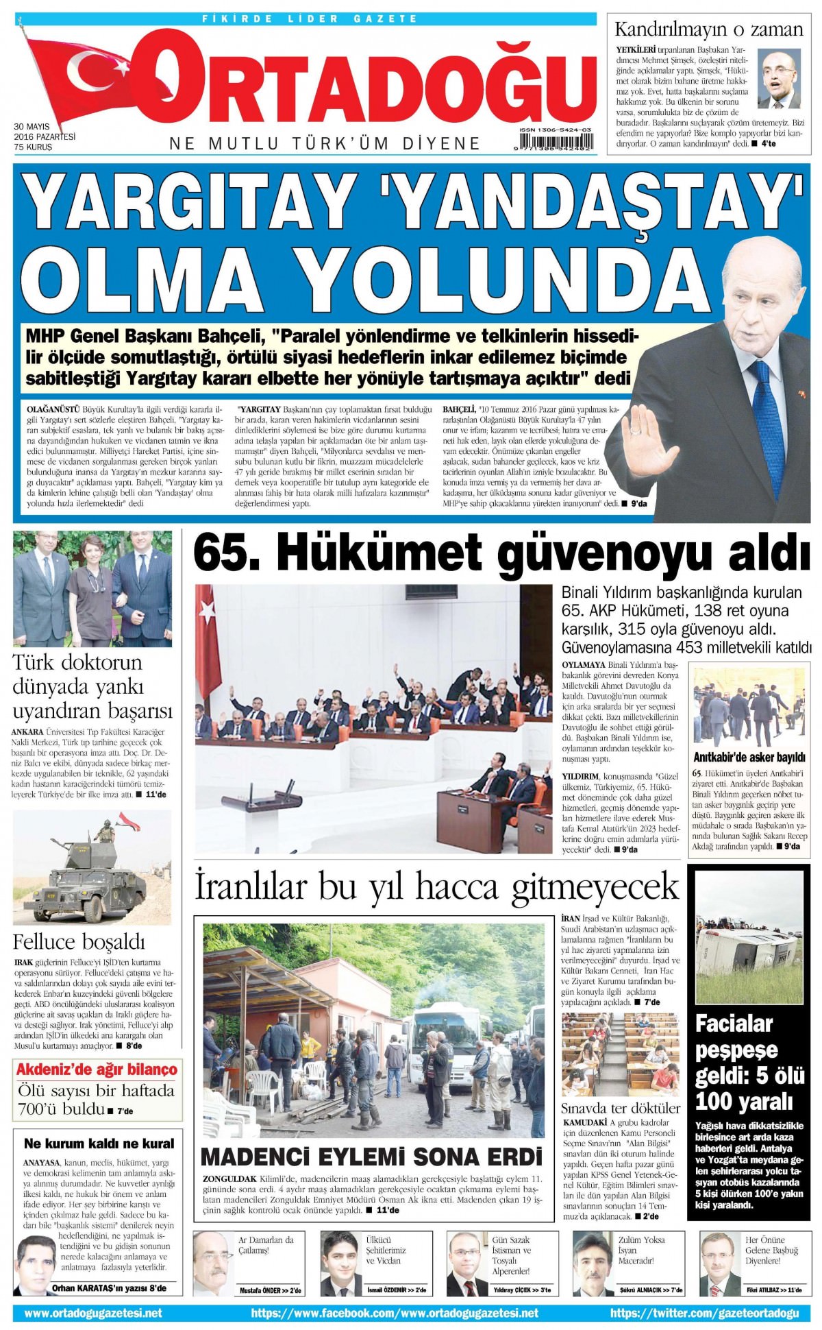 30 Mayıs 2016 gazete manşetleri - 912