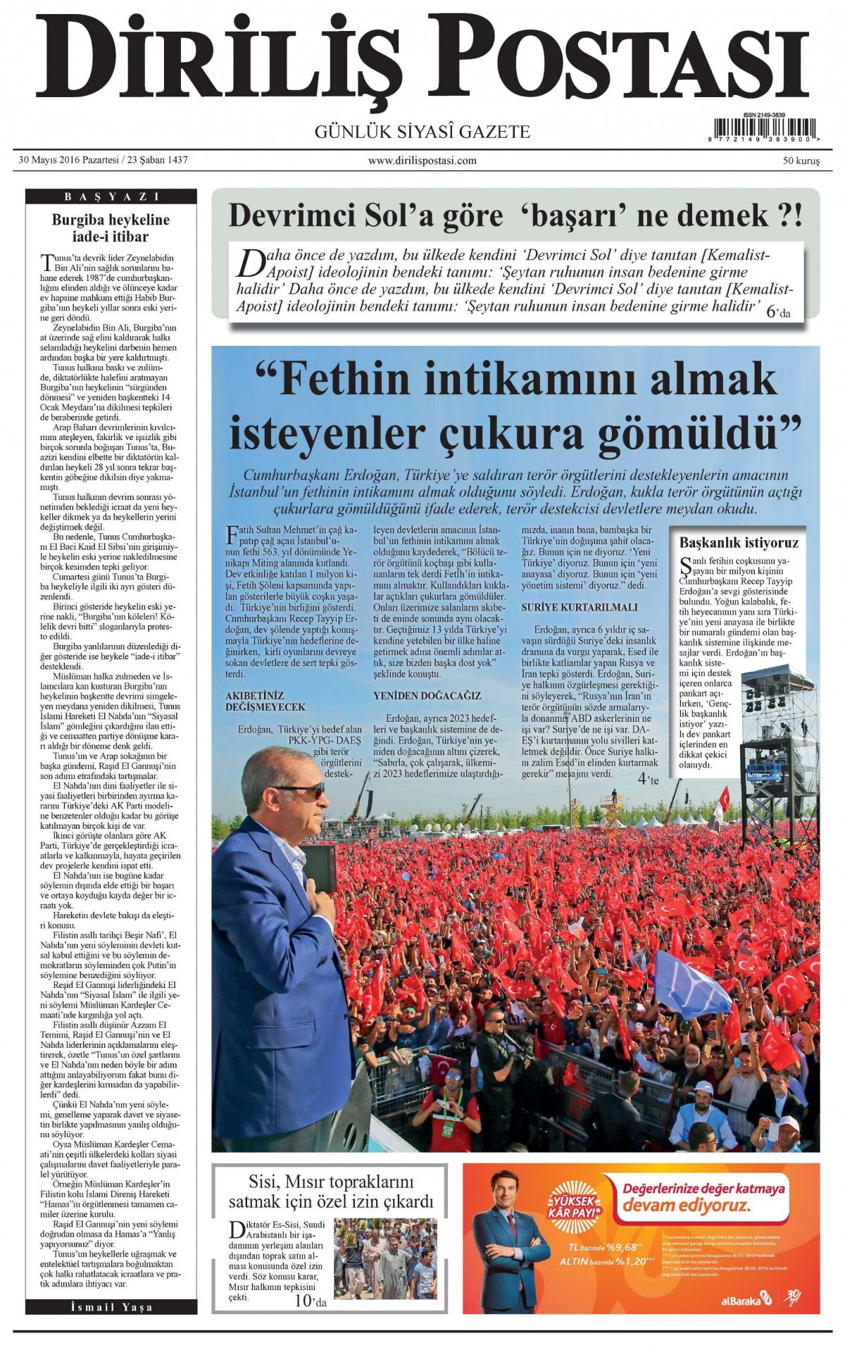 30 Mayıs 2016 gazete manşetleri - 868