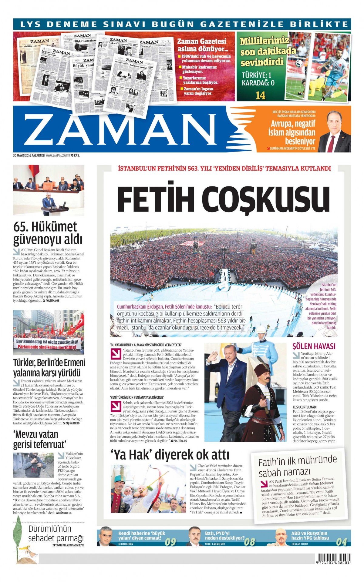 30 Mayıs 2016 gazete manşetleri - 736