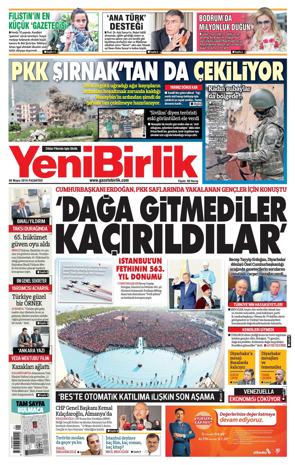 30 Mayıs 2016 gazete manşetleri - 891