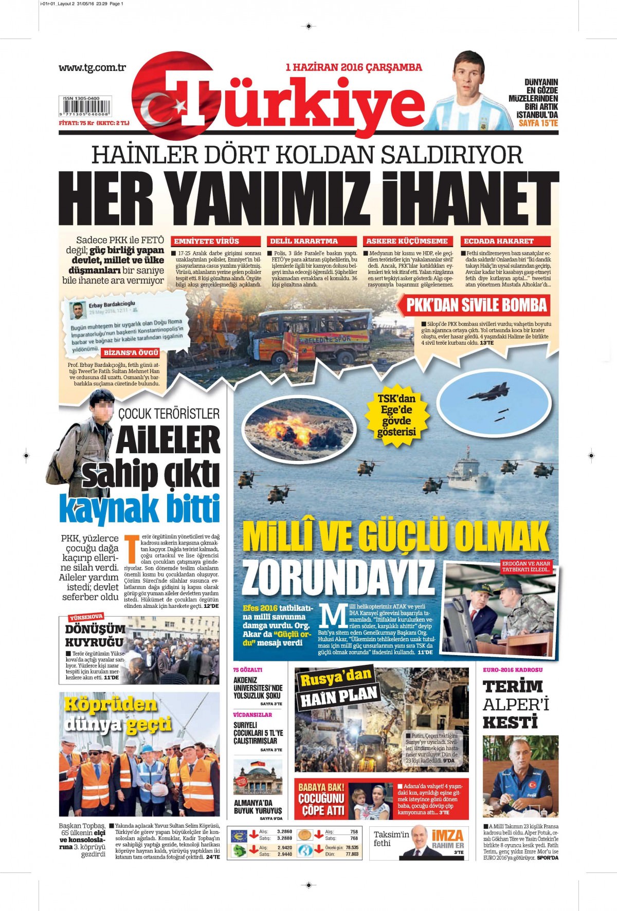 1 Haziran 2016 gazete manşetleri - 896