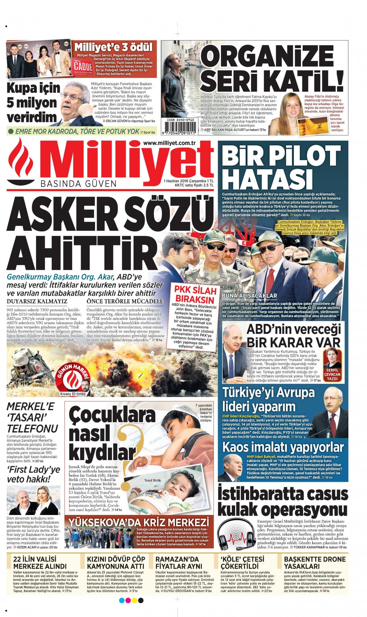 1 Haziran 2016 gazete manşetleri - 801