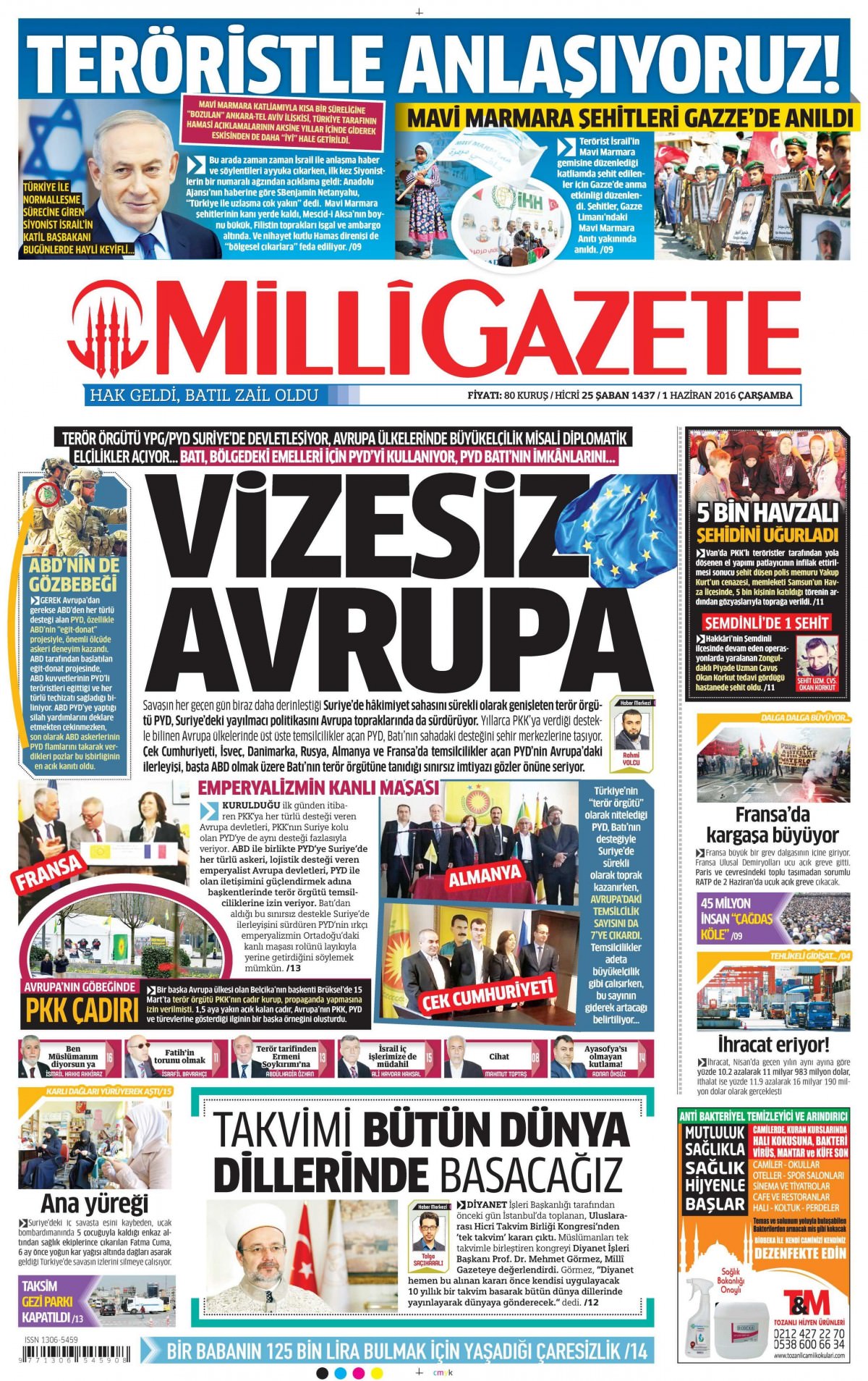 1 Haziran 2016 gazete manşetleri - 850