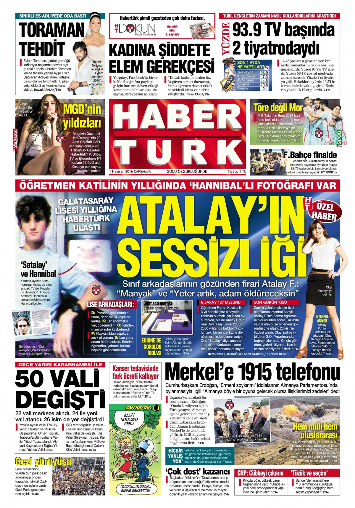 1 Haziran 2016 gazete manşetleri - 612