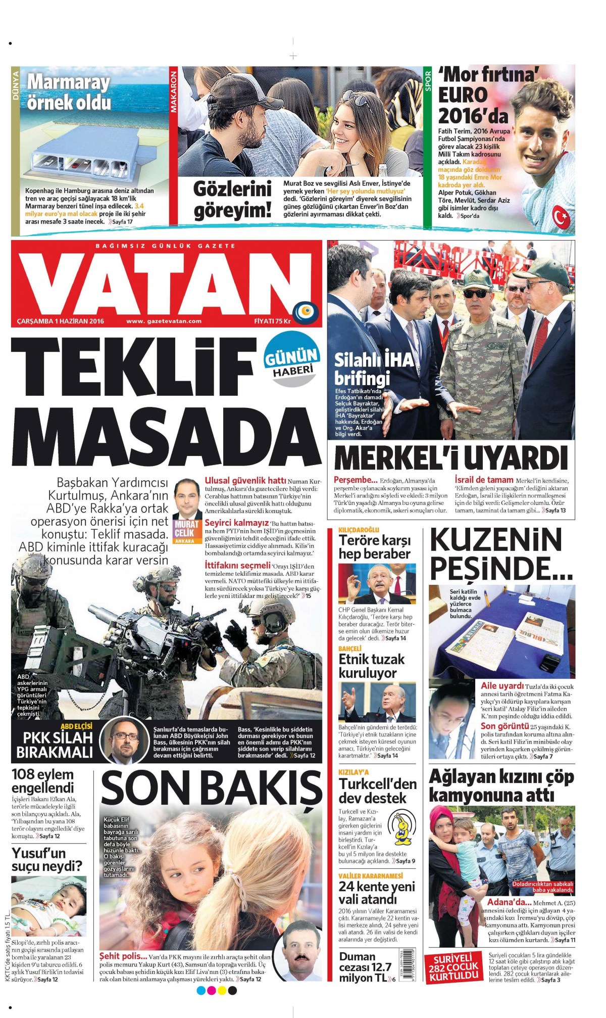 1 Haziran 2016 gazete manşetleri - 882