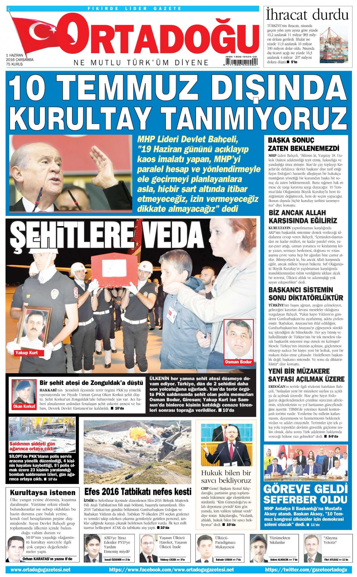 1 Haziran 2016 gazete manşetleri - 641